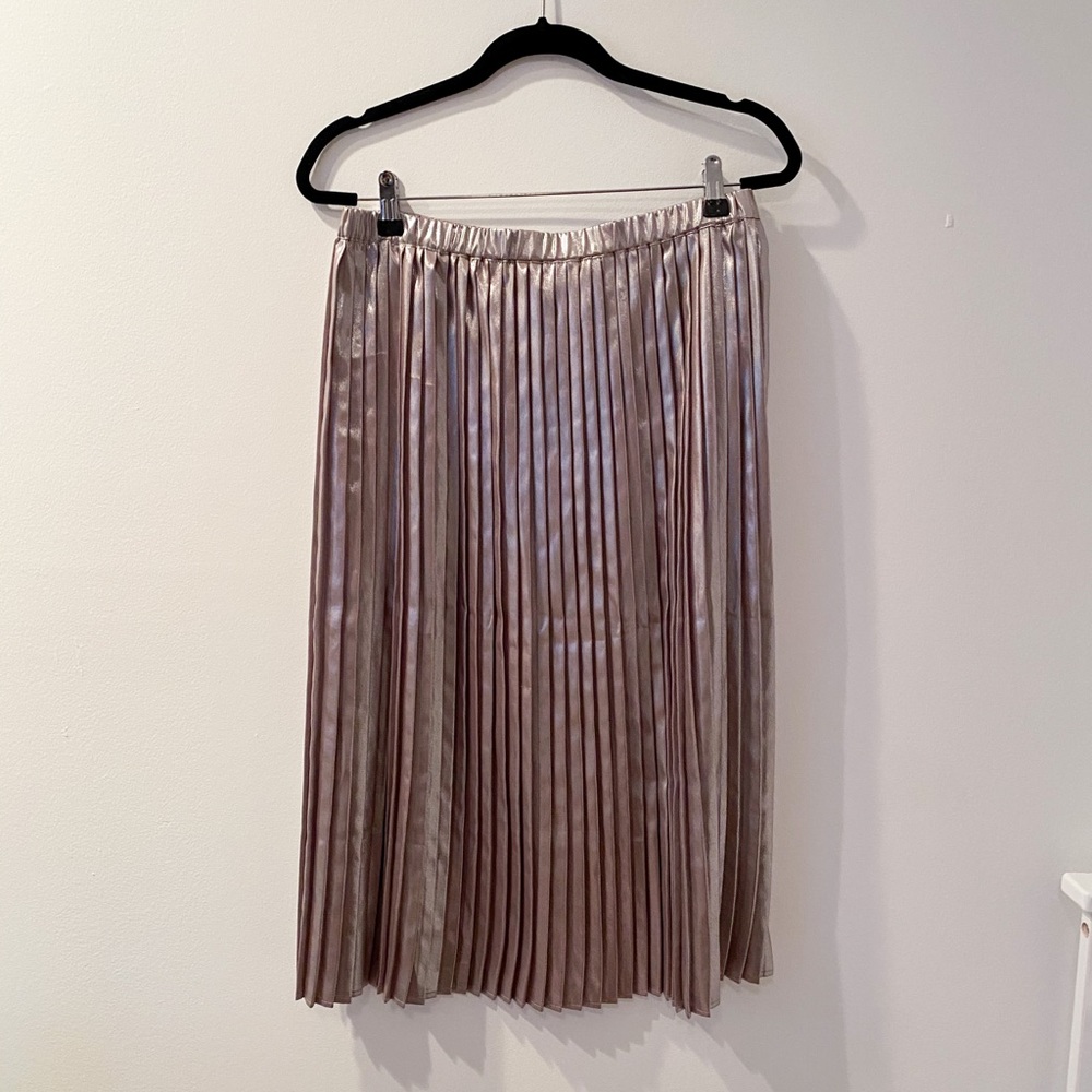 Gold Pleated Midi Skirt